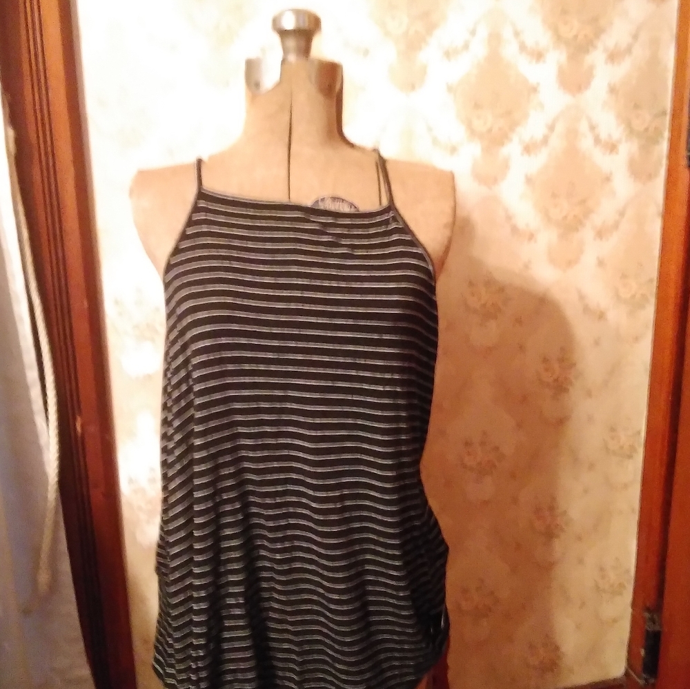 Black and white striped tank